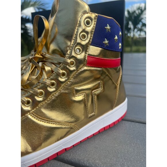 Gold and Red High-Top Sneakers - Picture 11 of 14